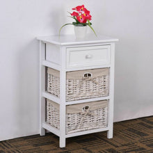 Load image into Gallery viewer, 3 Tier Set of 2 Wood Nightstand with 1 &amp; 2 Basket Drawer -White
