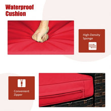 Load image into Gallery viewer, 3 Pieces PE Rattan Wicker Furniture Set with Cushion Sofa Coffee Table for Garden-Red
