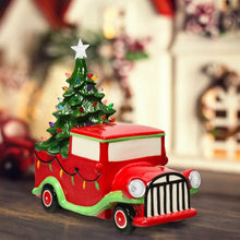 Load image into Gallery viewer, Pre-Lit Vintage Tabletop Ceramic Tree and Truck Battery
