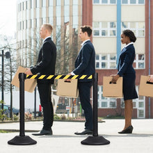 Load image into Gallery viewer, 2 Pcs Stanchion Post Crowd Control Barriers Queue Pole w/Retractable Belt-Yellow
