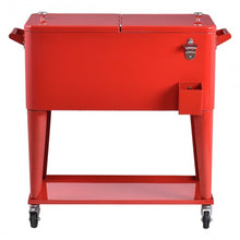 Load image into Gallery viewer, 80 Quart Outdoor Patio Rolling Steel Construction Cooler

