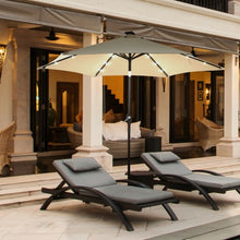 Load image into Gallery viewer, 9&#39; Solar LED Lighted Patio Market Umbrella Tilt Adjustment Crank Lift -Tan
