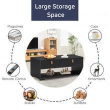 Load image into Gallery viewer, Wood Cocktail Coffee Table with 2 Drawers and Open Storage Shelf-Black
