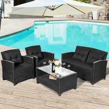 Load image into Gallery viewer, 4 Pcs Patio Conversation Set Garden Lawn Wicker Patio Set
