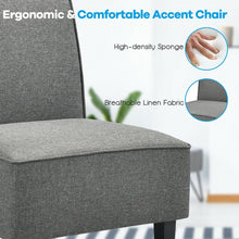 Load image into Gallery viewer, Single Fabric Modern Armless Accent  Sofa Chair with Rubber Wood Legs -Gray
