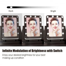 Load image into Gallery viewer, Vanity Dressing Table Set with 10 Dimmable Bulbs and Cushioned Stool-Brown
