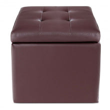 Load image into Gallery viewer, 16&quot; Storage Box Ottoman Square Seat Foot Stool-Coffee
