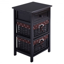 Load image into Gallery viewer, Black/White 3 Tiers 1 Drawer Night Stand-Black
