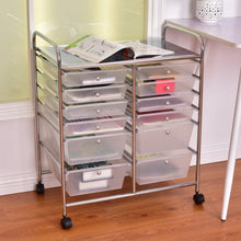 Load image into Gallery viewer, 12 Storage Drawer Organizer Bins Rolling Cart
