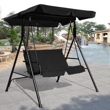 Load image into Gallery viewer, Steel Frame Outdoor Loveseat Patio Canopy Swing with Cushion-Black
