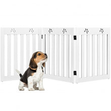 Load image into Gallery viewer, 24&quot; Folding Wooden Freestanding Dog Gate with 360° Flexible Hinge for Pet-White
