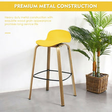Load image into Gallery viewer, Set of 2 Modern Barstools Pub Chairs with Low Back and Metal Legs-Yellow
