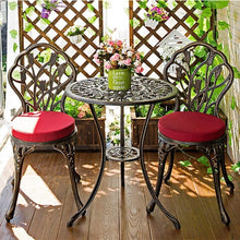 Load image into Gallery viewer, 3 pcs Cast Aluminum Outdoor Table and Chair Set
