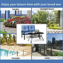 Load image into Gallery viewer, 2 Pcs Patio Outdoor Cushioned Coffee Table Seat-Blue
