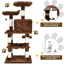 Load image into Gallery viewer, 55&quot; Multi-Level Kitten Activity Tower with Hammock-Brown
