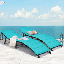 Load image into Gallery viewer, 2Pcs Folding Patio Lounger Chair-Turquoise
