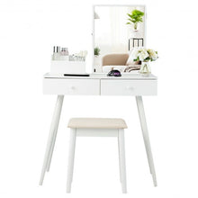 Load image into Gallery viewer, Vanity Dressing Table Set Lockable Jewelry Cabinet with Mirror-White

