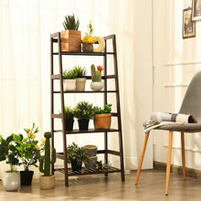 Load image into Gallery viewer, 4-Tier Bamboo Ladder Shelf-Brown
