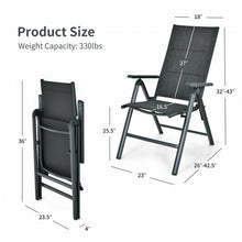 Load image into Gallery viewer, 2PCS Patio Folding Dining Chairs Aluminum Padded Adjustable Back-Gray
