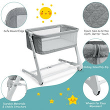 Load image into Gallery viewer, Baby Height Adjustable Bassinet w/ Washable Mattress-Gray
