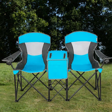 Load image into Gallery viewer, Portable Folding Camping Canopy Chairs w/ Cup Holder-Blue

