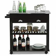 Load image into Gallery viewer, Stainless Steel Mobile Kitchen Trolley Cart With Drawers &amp; Casters-Brown
