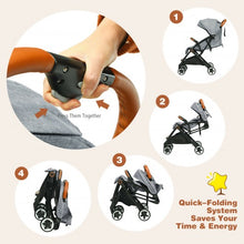 Load image into Gallery viewer, Lightweight Aluminium Frame Baby Stroller with Net-Gray
