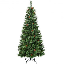 Load image into Gallery viewer, 7 ft Premium Hinged Artificial Christmas Tree with Pine Cones
