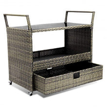 Load image into Gallery viewer, Rolling Portable Rattan Wicker Kitchen Trolley Cart
