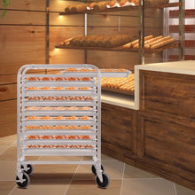Load image into Gallery viewer, 10 Sheet Aluminum Rolling Bakery Pan Rack
