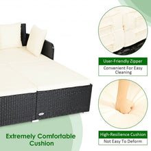 Load image into Gallery viewer, Outdoor Patio Rattan Daybed Thick Pillows Cushioned Sofa Furniture-White

