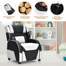 Load image into Gallery viewer, Kids Youth PU Leather Gaming Sofa Recliner with Headrest and Footrest-White
