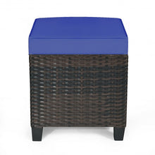 Load image into Gallery viewer, 2PCS Patio Rattan Ottoman Cushioned Seat-Navy
