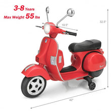 Load image into Gallery viewer, 6V Kids Ride on Vespa Scooter Motorcycle with Headlight-Red
