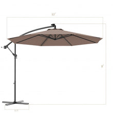 Load image into Gallery viewer, 10 Inch Patio Hanging Solar LED Umbrella Sun Shade with Cross Base-Tan
