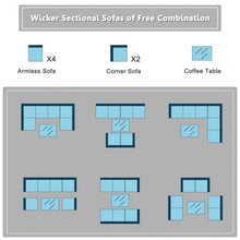 Load image into Gallery viewer, 7-Piece Outdoor Wicker Patio Sofa Set with 2 Pillows and Cushions-Navy
