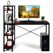 Load image into Gallery viewer, 47.5&quot; Writing Study Computer Desk with 4-Tier Shelves-Coffee
