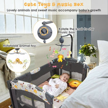 Load image into Gallery viewer, 3-in-1 Convertible Portable Baby Playard with Music Box  Wheel and Brakes-Gray

