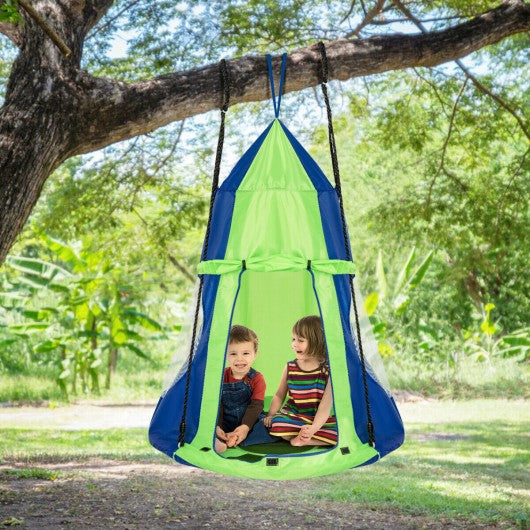 Kids Hanging Chair Swing Tent Set-Green