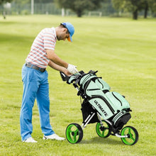 Load image into Gallery viewer, 3 Wheels Folding Golf Push Cart with Seat Scoreboard and Adjustable Handle-Green
