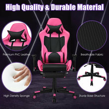 Load image into Gallery viewer, PU Leather Gaming Chair with USB Massage Lumbar Pillow and Footrest -Pink
