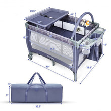 Load image into Gallery viewer, Portable Foldable Baby Playard Nursery Center with Changing Station-Gray

