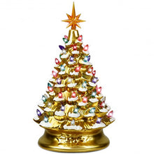 Load image into Gallery viewer, 15&quot; Pre-Lit Hand-Painted Ceramic Christmas Tree-Golden
