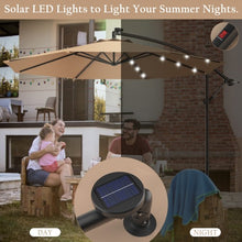 Load image into Gallery viewer, 10 Inch Patio Hanging Solar LED Umbrella Sun Shade with Cross Base-Beige
