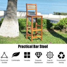 Load image into Gallery viewer, Set of 2 Ladder Back 28.5" Acacia Wood Patio Bar Stool
