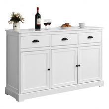 Load image into Gallery viewer, 3 Drawers Sideboard Buffet Storage with Adjustable Shelves-White
