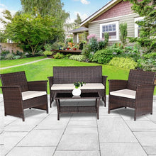 Load image into Gallery viewer, 4 Pcs Outdoor Patio Rattan Furniture Wicker Sofa Set
