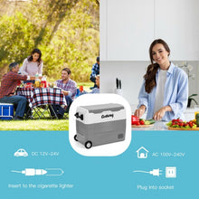 Load image into Gallery viewer, 58 Quarts Car Refrigerator Portable RV Freezer Dual Zone with Wheel-Gray
