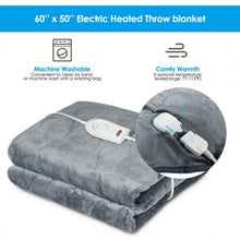 Load image into Gallery viewer, Flannel Electric Blanket Heated Throw with 3 Heat Settings
