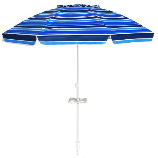 7.2 FT Portable Outdoor Beach Umbrella with Sand Anchor and Tilt Mechanism for  Poolside and Garden-Navy
